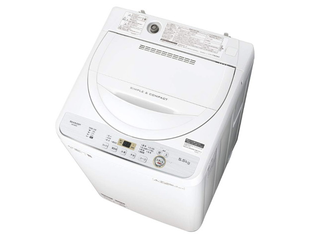 シャープ SHARP 全自動洗濯機 幅56.5cm(ボディ幅52.0cm) 5.5kg ステンレス槽 ホワイト系 ES-GE5C-W