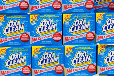 OxiClean boxes for sale in a store. Full frame image, Toronto, Canada