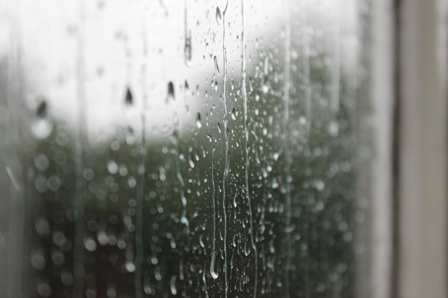 窓にあたる雨