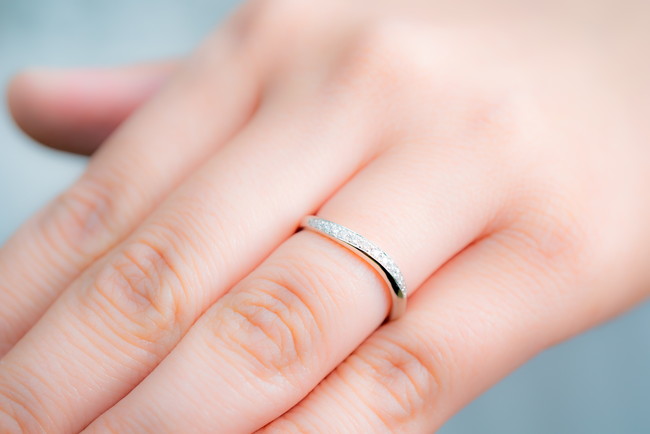 結婚指輪をはめた指