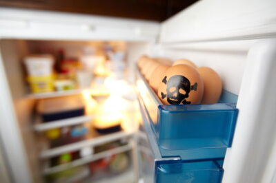 冷蔵庫の中の卵と食品
