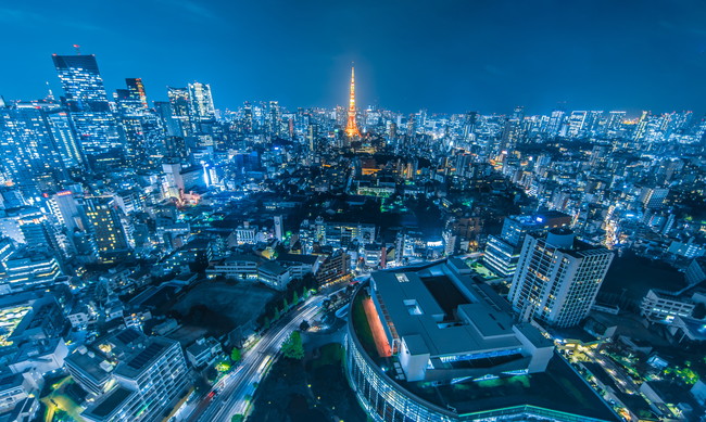 東京の街並みの夜景