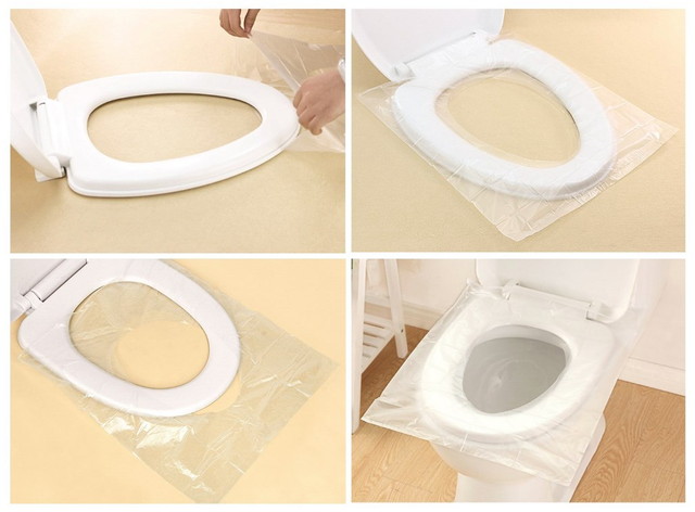 ６０個　プラスチックトイレ シート 使い捨て 便座カバー 抗菌 防臭 防寒 携帯便利 旅行用 女性/赤ちゃん用