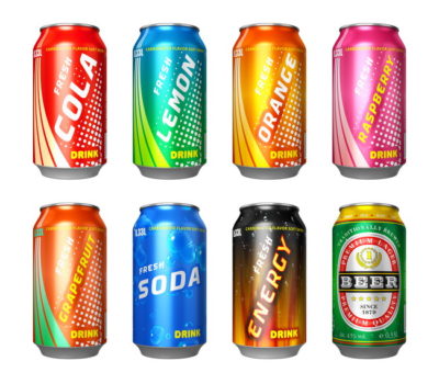 Set of drink cans