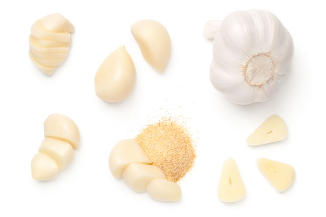 Set Of Garlic In Various Forms Isolated