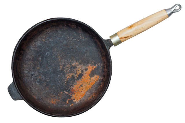 Rusted cast iron pan